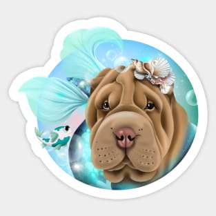 Mermaid Shar Pei Sticker